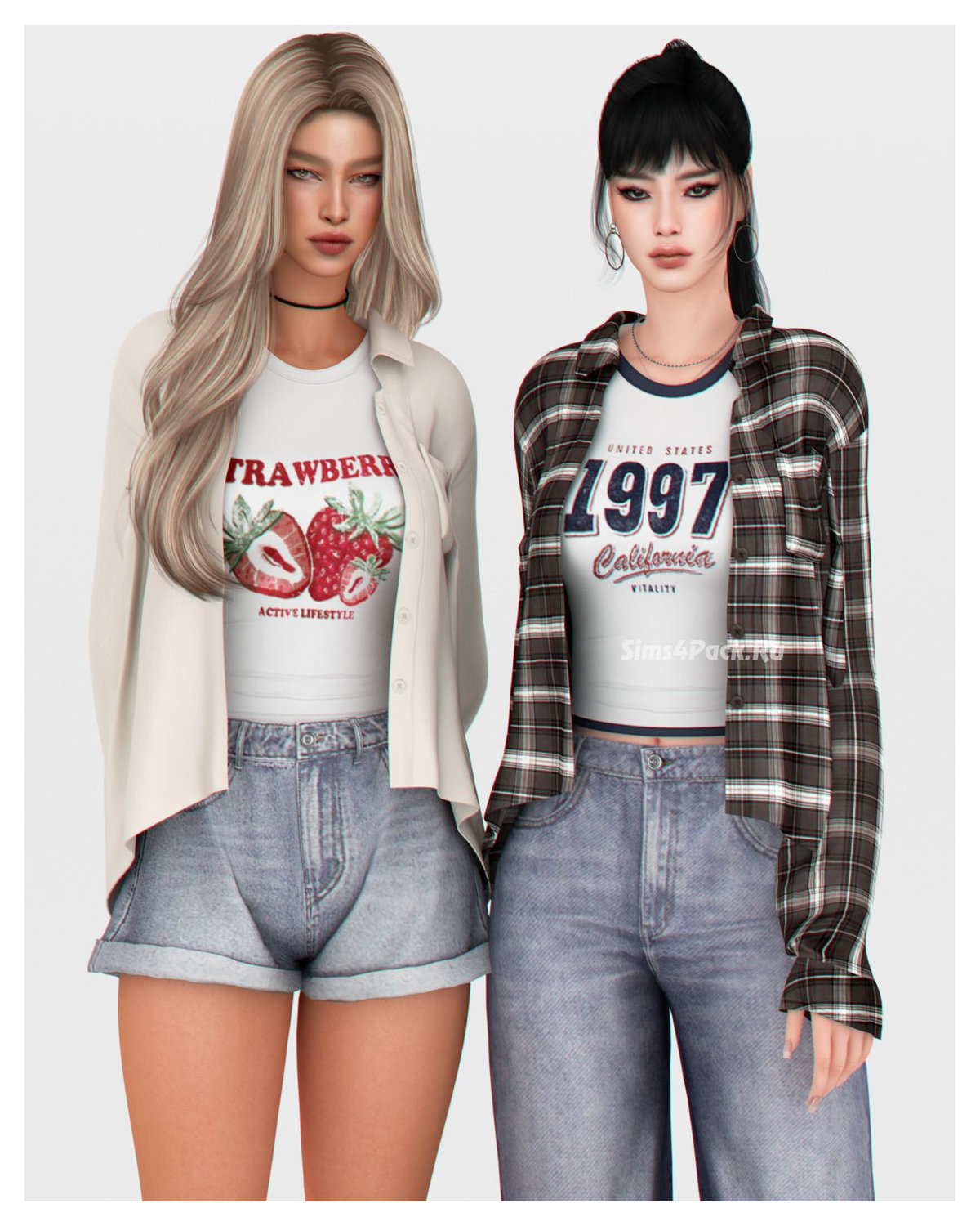 Рубашка с футболкой для симочек "Oversized Shirt"