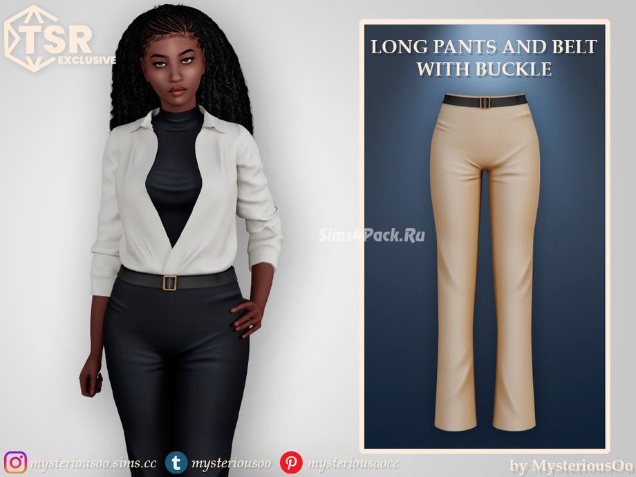 Комплект одежды для симочки "Long pants and belt with buckle & Unbattoned shirt and turtleneck"