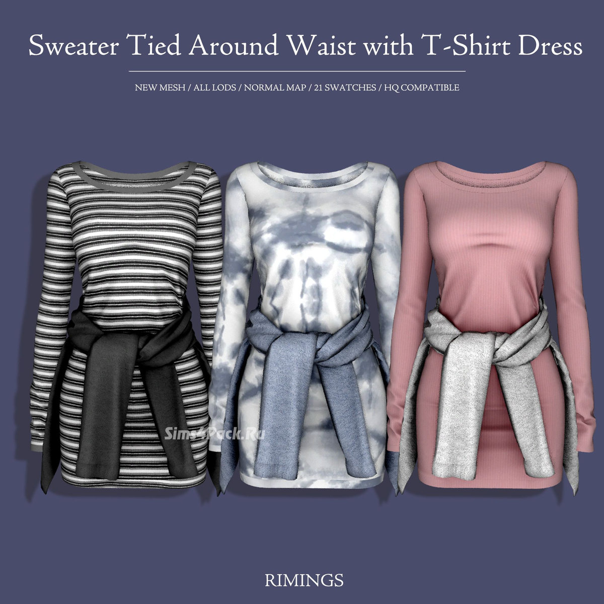 Наряд для симочки "Sweater Tied Around Waist with T-Shirt Dress"