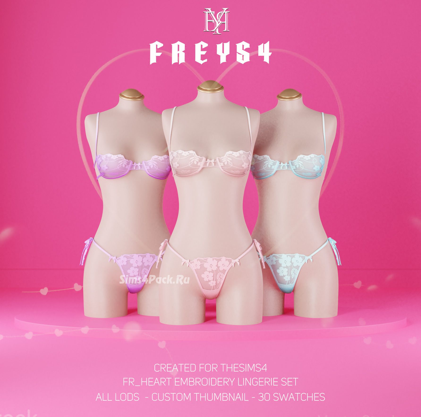 Комплект нижнего белья "Heart Embroidery Lingerie Set"
