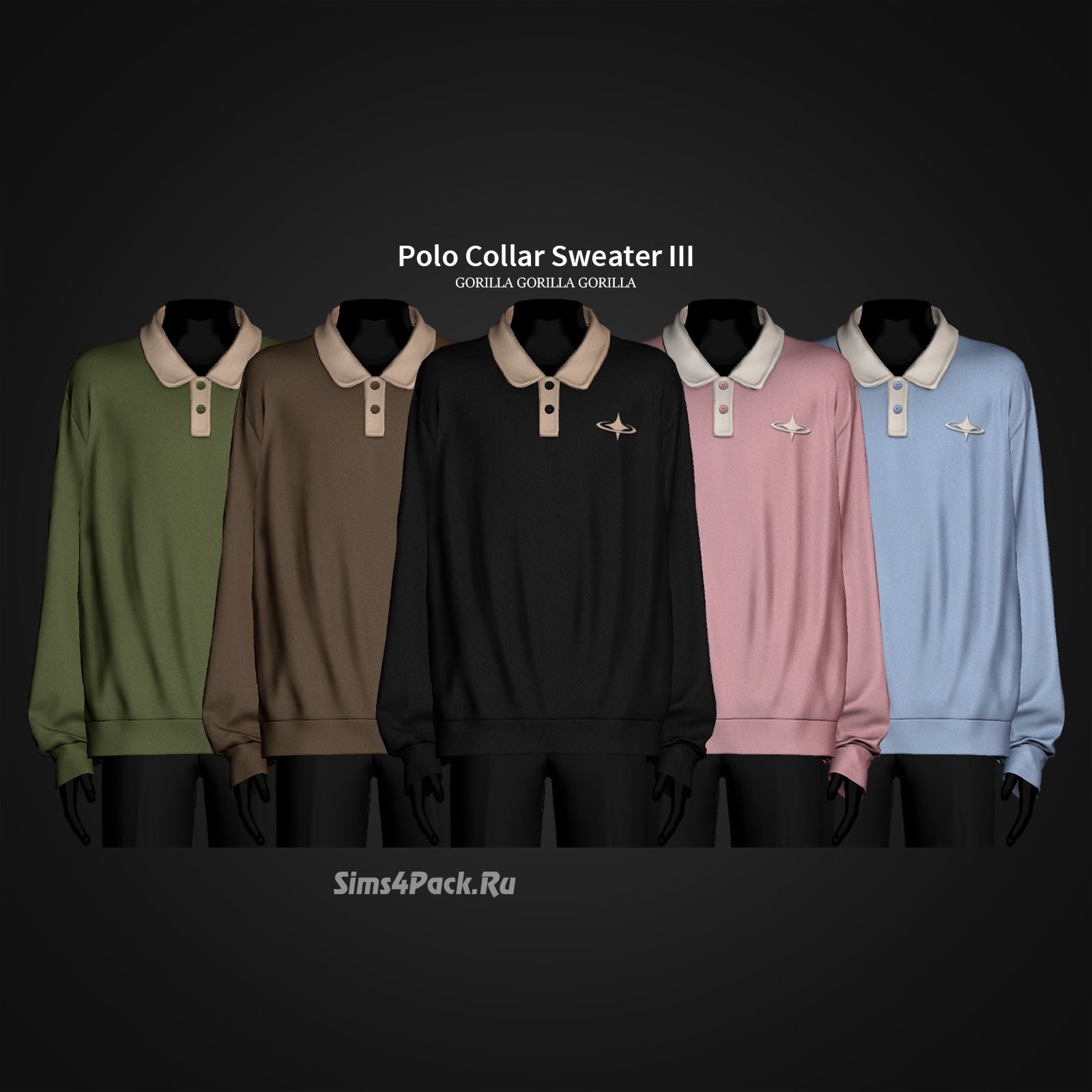 Свитер для симов "Polo Collar Sweater III"