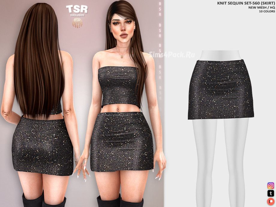Блестящий комплект для симочки "KNIT SEQUIN SET-560"