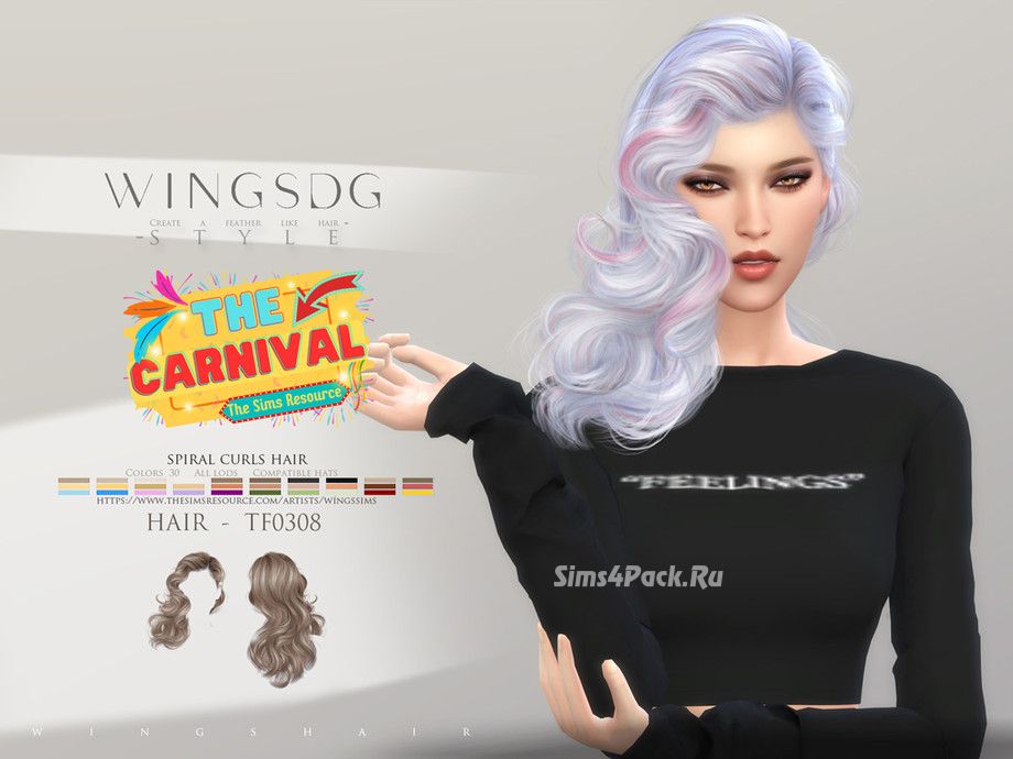 Прическа "WINGS-TF0308-spiral curls hair"