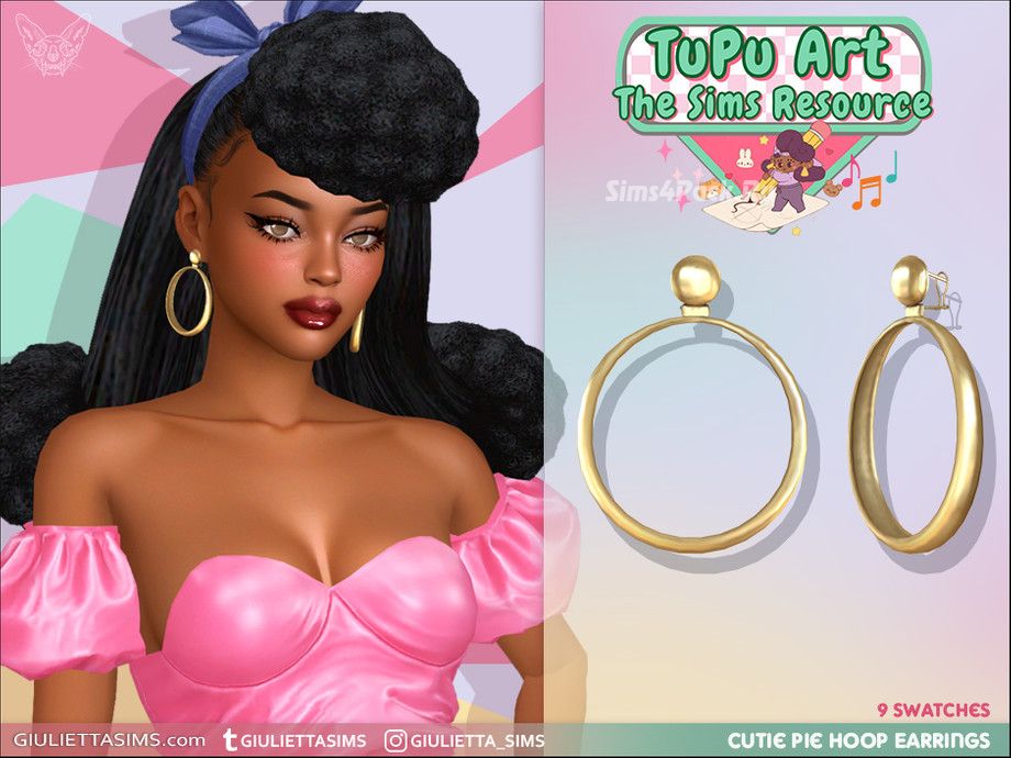 Серьги для симочек "TuPu Art Collab Cutie Pie Hoop Earrings"