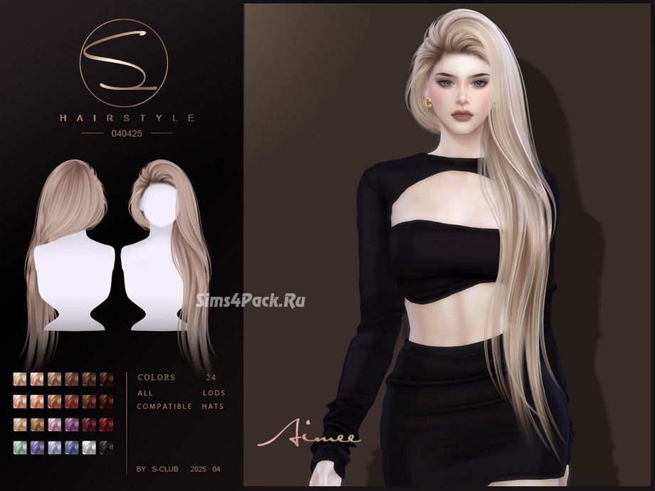 Женская прическа "Side-parted long hairstyle_040425"