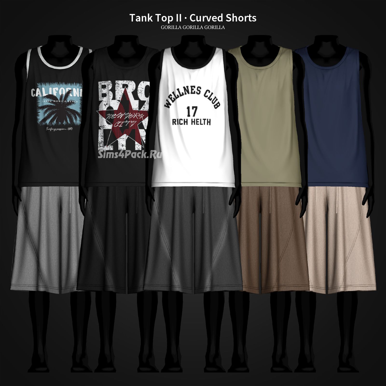 Спортивный комплект для симов "Tank Top II & Curved Shorts"