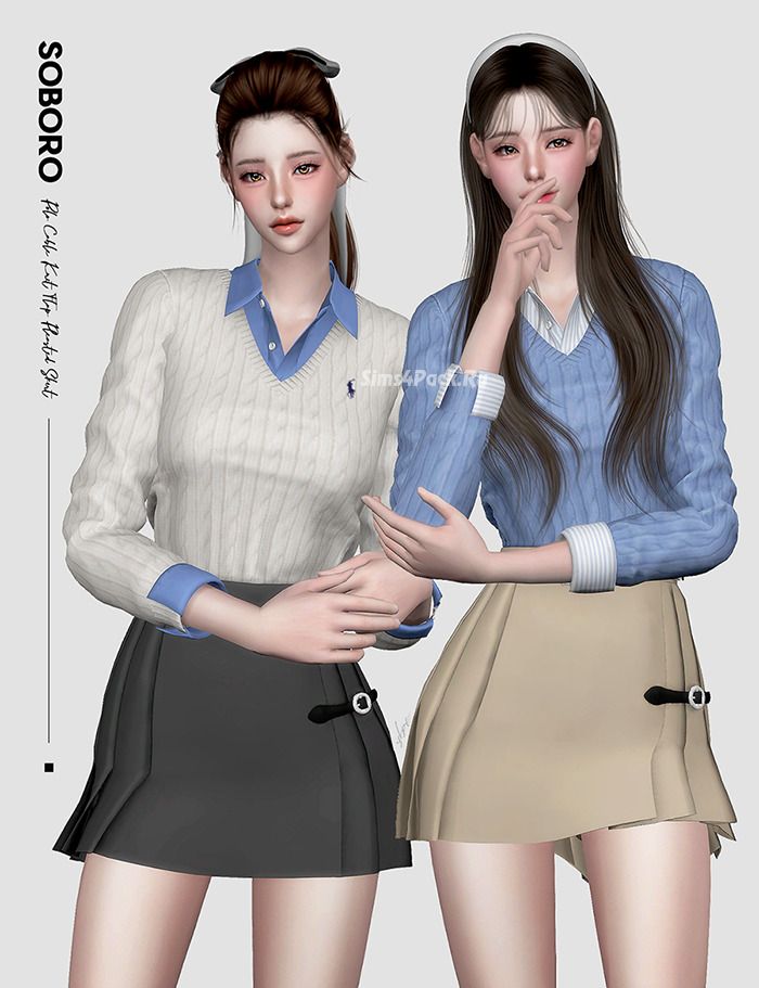 Наряд для симочки "Polo Cable Knit Flap Pleasted Skirt"