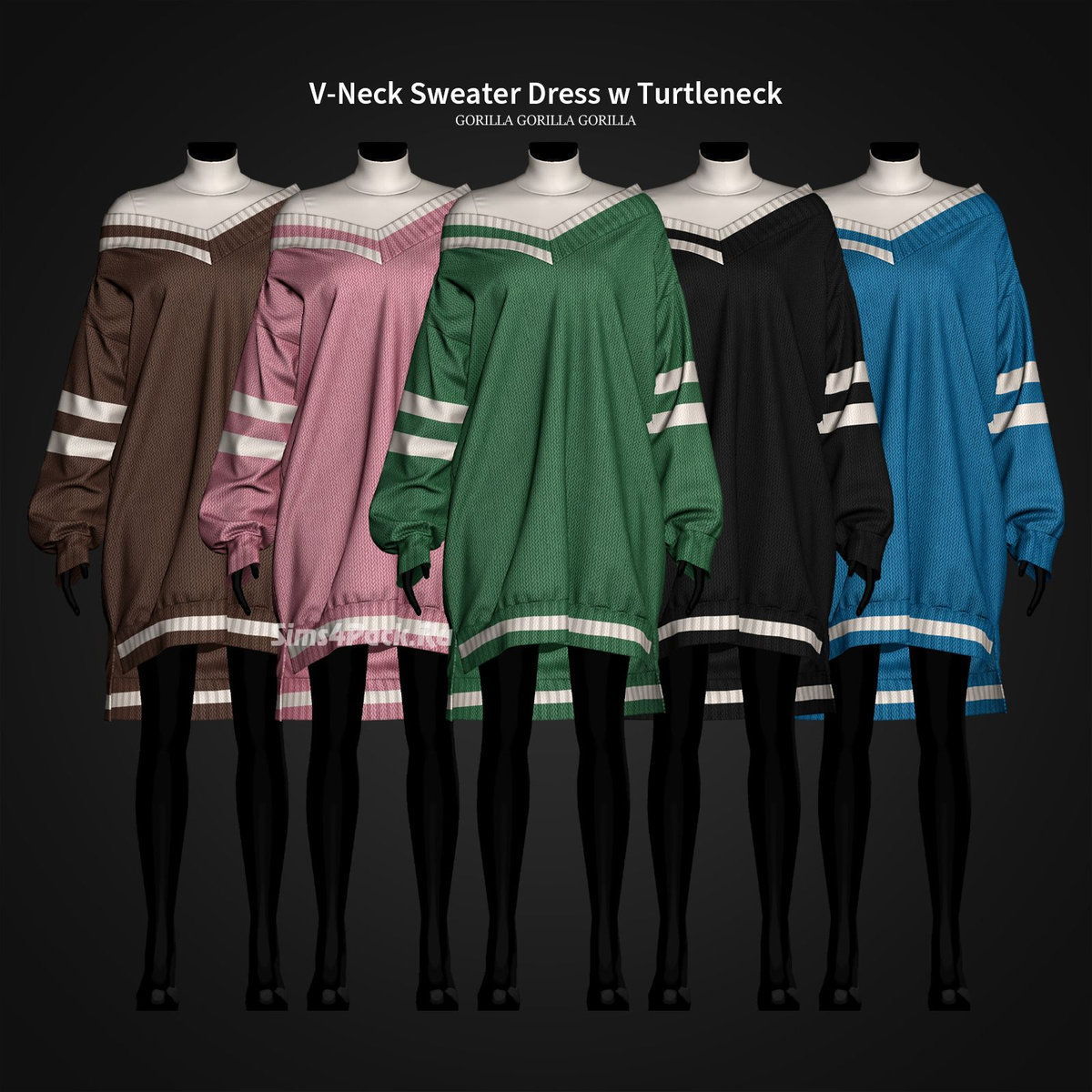 Наряд для симочек "V-Neck Sweater Dress w Turtleneck"