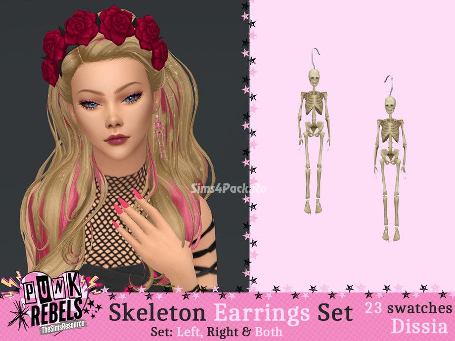 Серьги для симочек и симов "Skeleton Earrings Set"