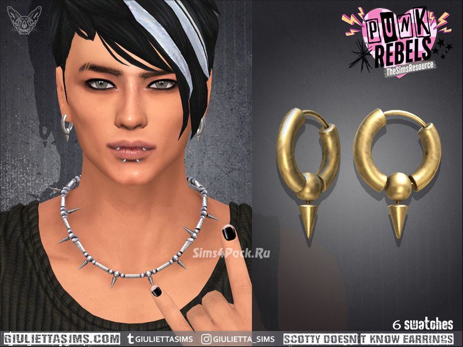 Комплект аксессуаров "Punk Rebels - Scotty Doesn't Know Spiky Earrings & Necklace"