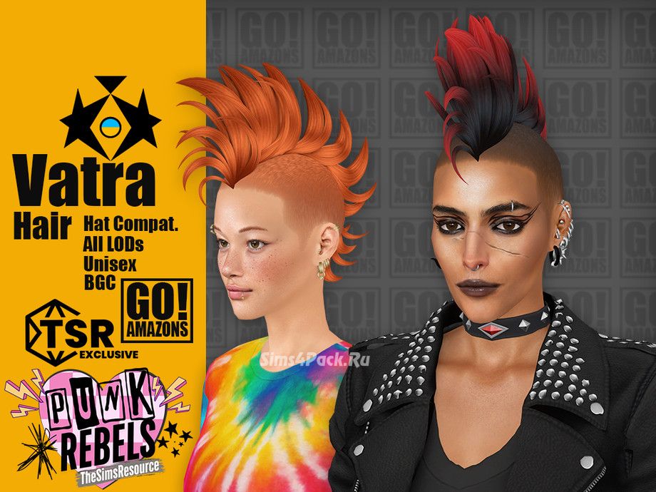Прическа для симочек и симов "Vatra Hair (Punk Rebels)"