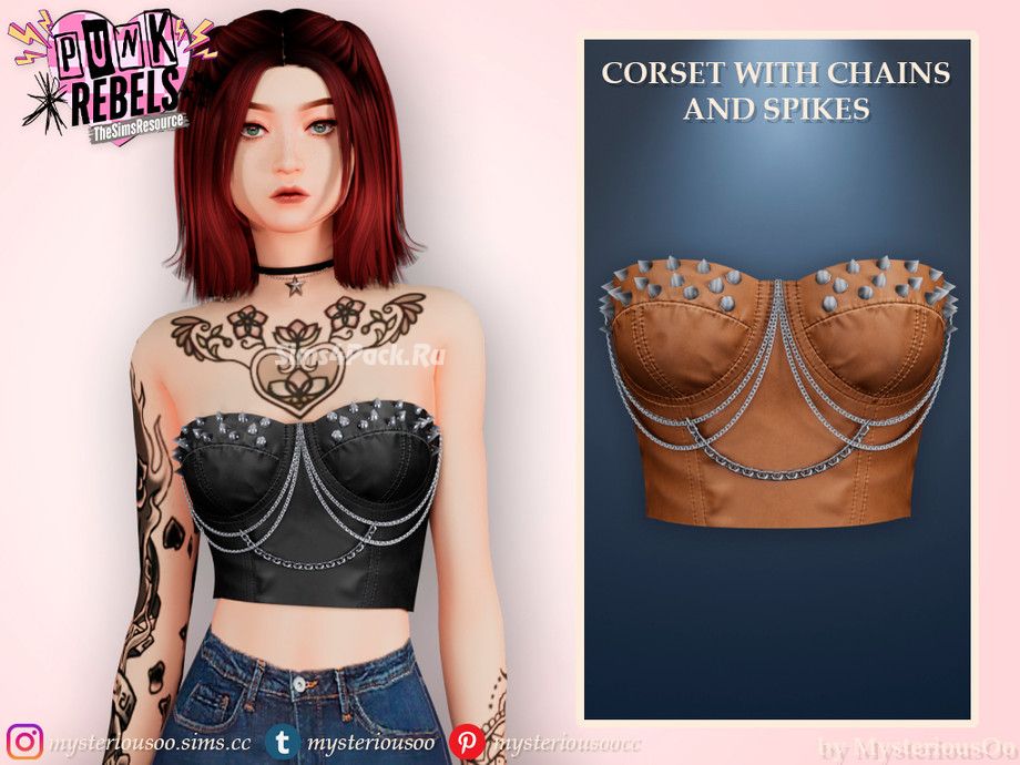 Корсет для симочек "Punk Rebels - Corset with chains and spikes"