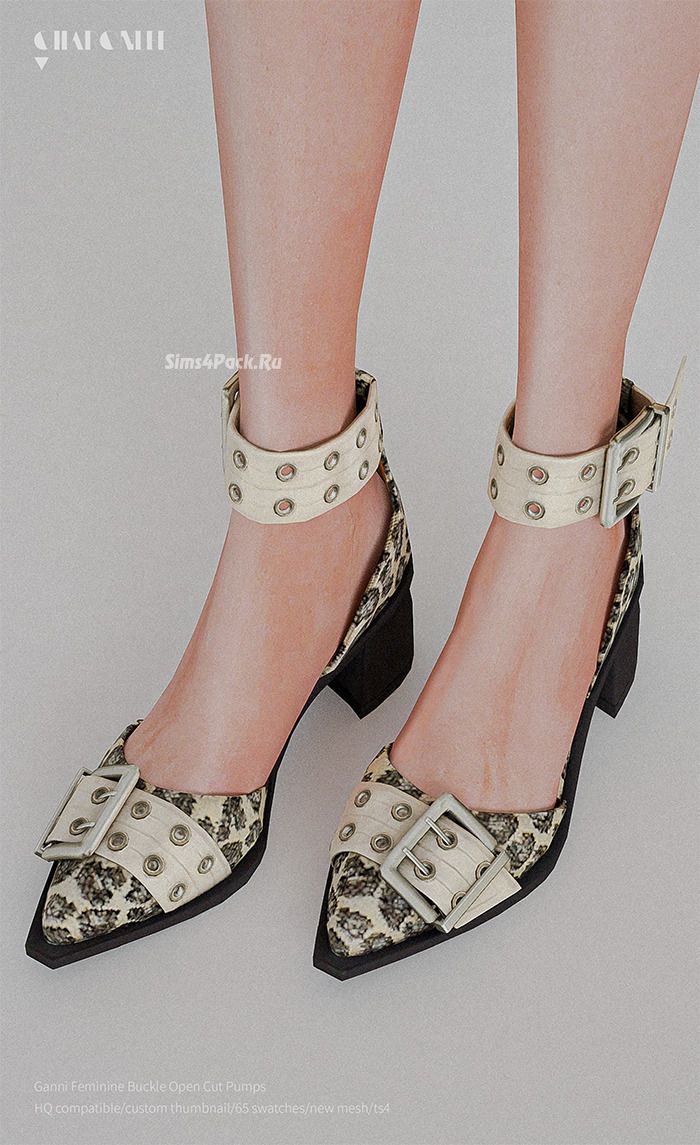 Туфли для симочек "Ganni Feminine Buckle Open Cut Pumps"