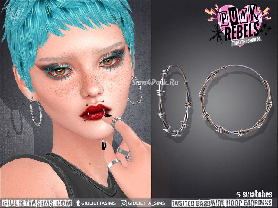 Серьги для симочек "Punk Rebels - Twisted Barbwire Hoop Earrings"
