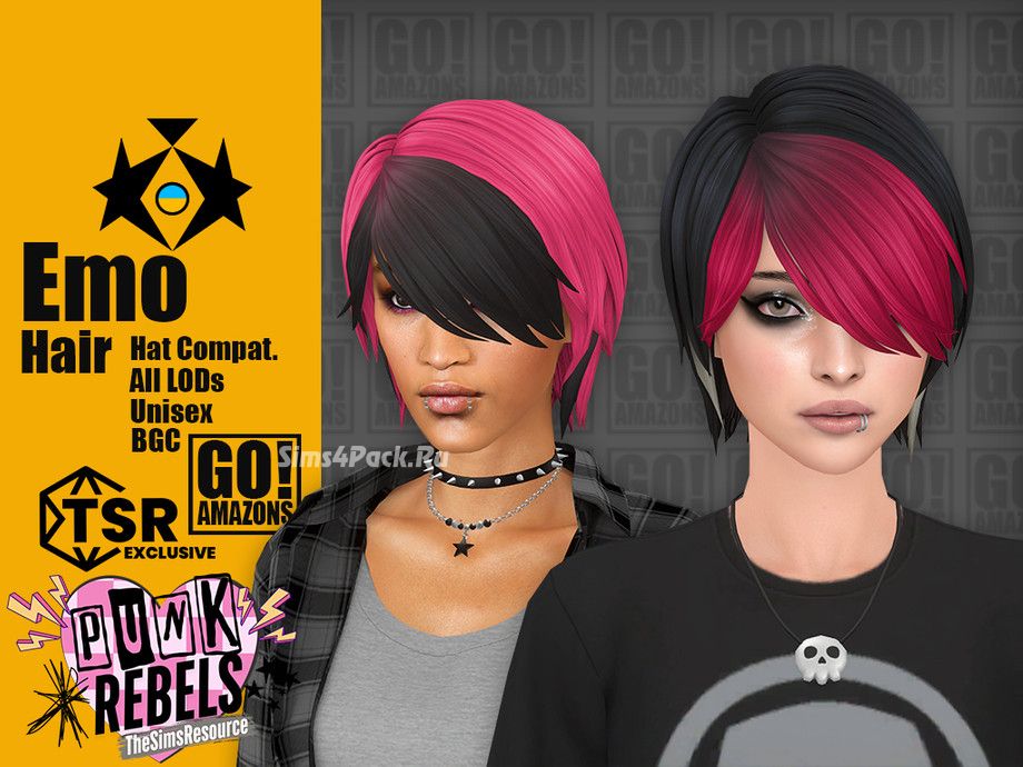 Прическа для симочек и симов "Emo Hair (Punk Rebels)"