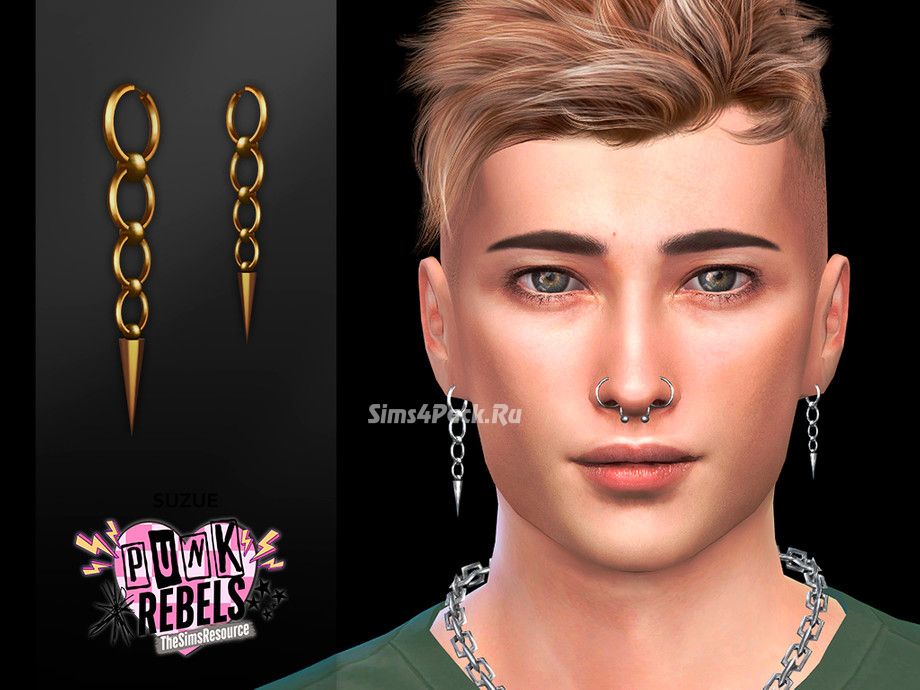 Серьги для симов и симочек "Punk Rebels - Devan Earrings"