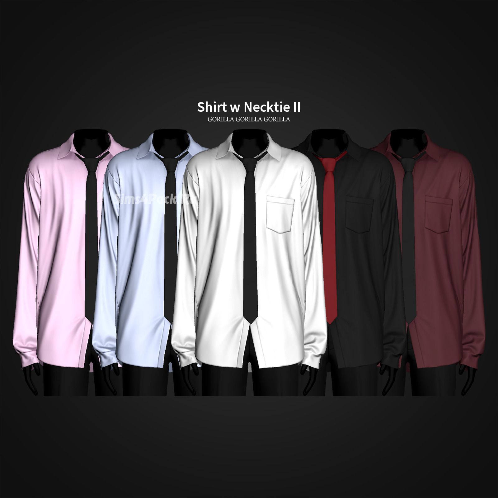 Рубашка с галстуком для симов "Shirt w Necktie II"
