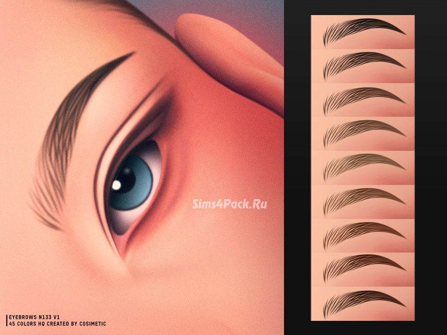Брови "Thin Eyebrows N133 V1 & Eyebrows N133 V2" для Симс 4