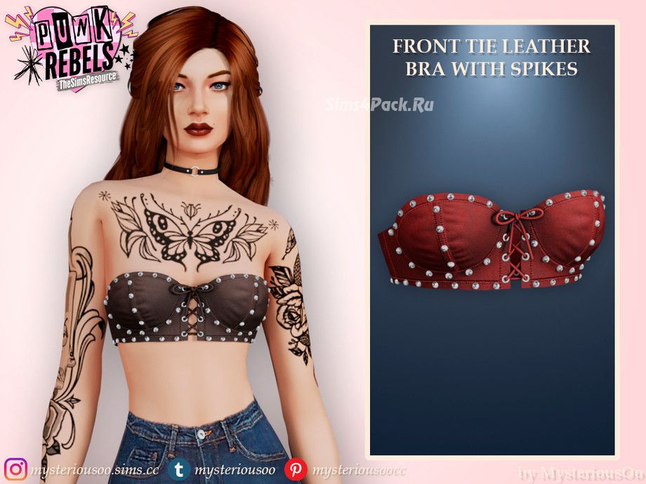 Бра для симочек "Punk Rebels - Front tie leather bra"