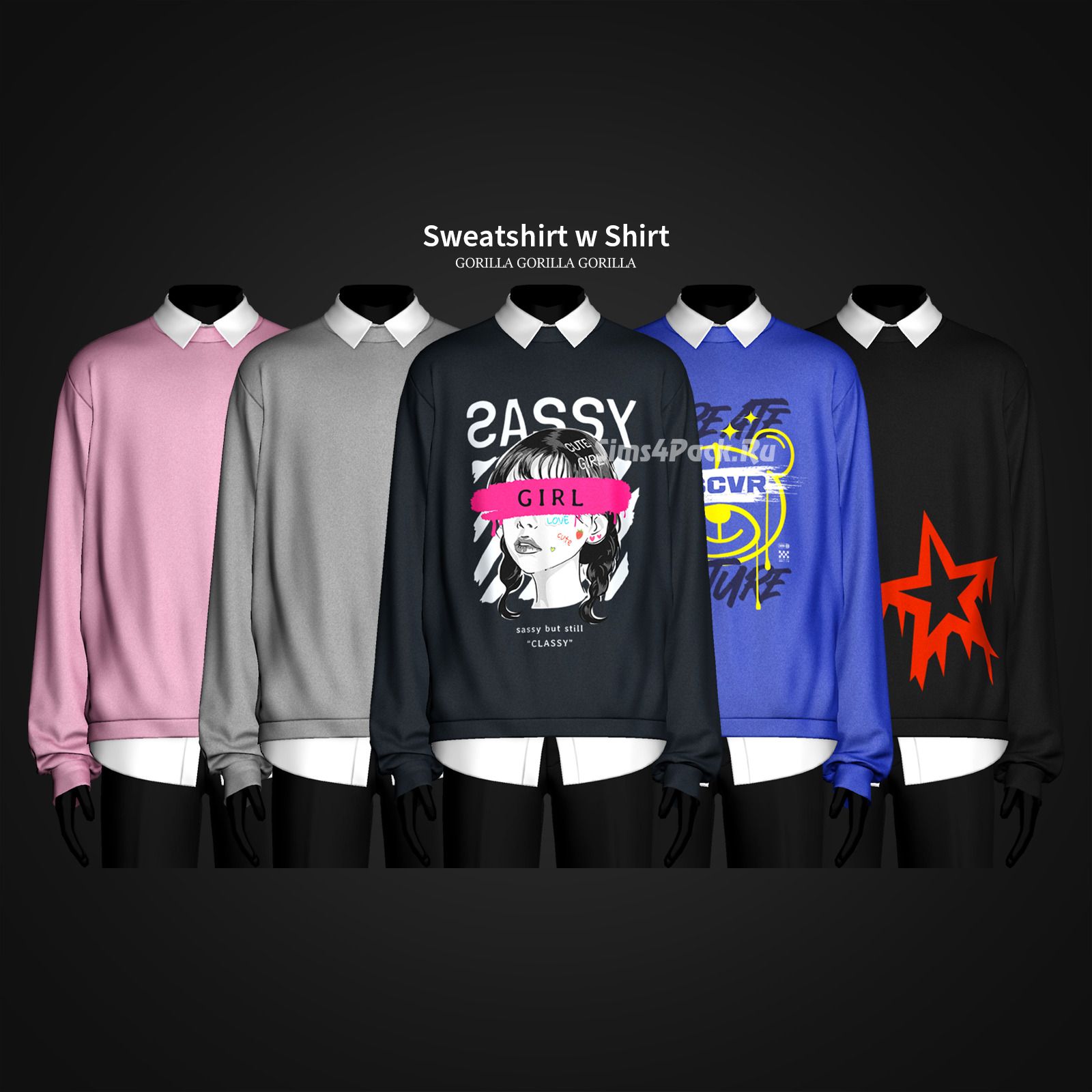 Свитшот с рубашкой для симов "Sweatshirt w Shirt"
