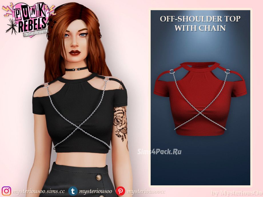 Топ для симочек "Punk Rebels - Off-shoulder top with chain"