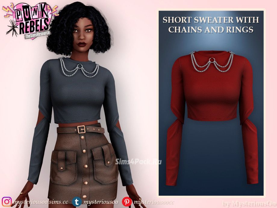 Лонг для симочек "Punk Rebels - Short sweater with chains and rings"