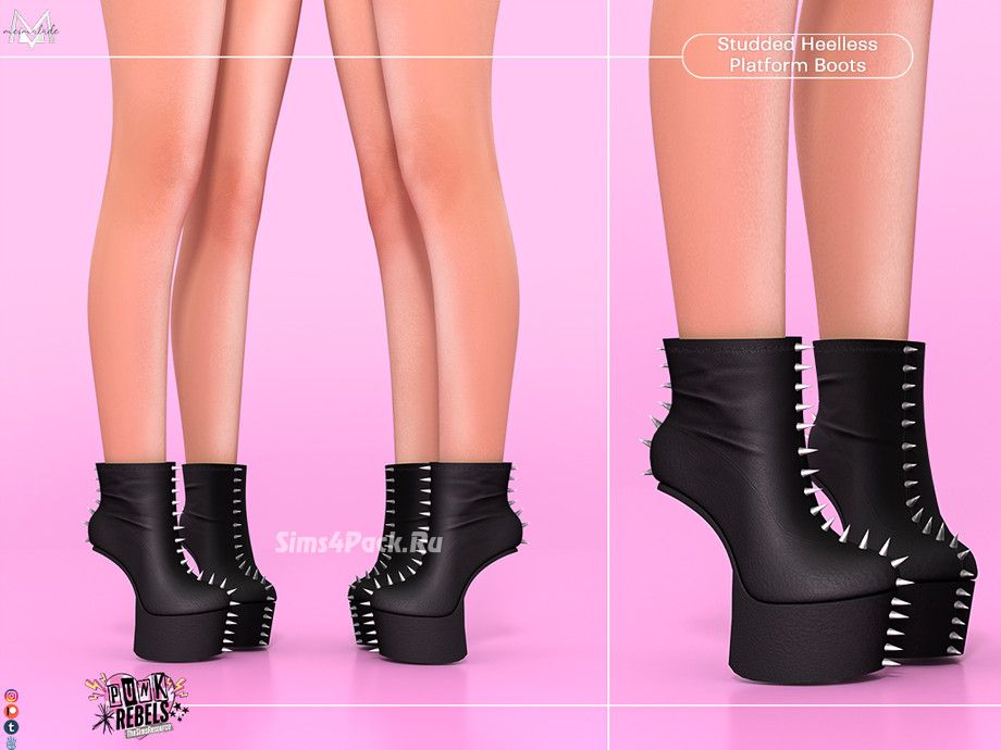 Ботильоны "Studded Heelless Platform Boots S573"