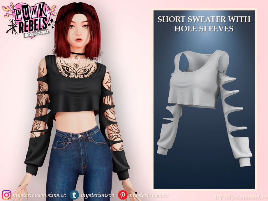Свитер для симочек "Punk Rebels - Short sweater with hole sleeves"