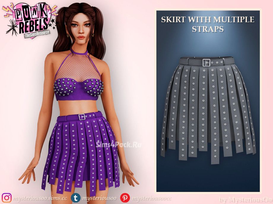 Наряд для симочек "Punk Rebels - Skirt with multiple straps & Top with spikes and mesh"