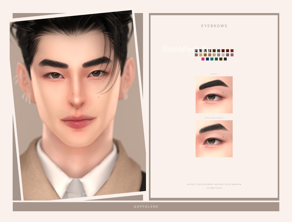 Брови для симов и симочек "Eyebrows Default Replacement - 026ArchedThickNarrow"