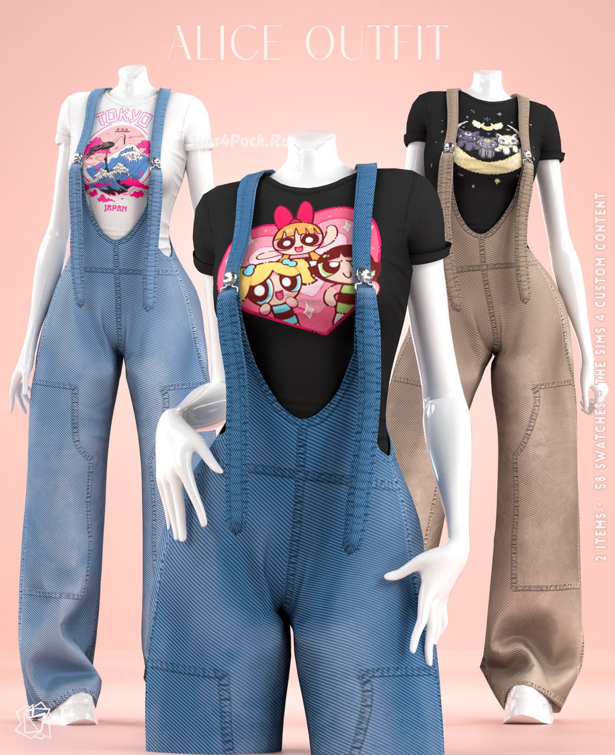 Комбинезон с футболкой для симочек "Alice Overall Outfit"