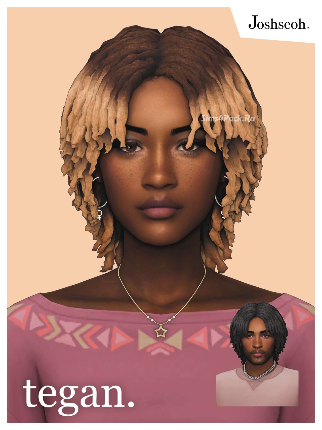 Прическа для симочек и симов "Tegan Hair & Ombre Overlay"