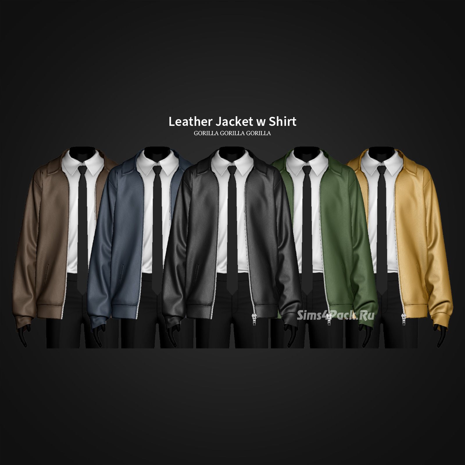 Комплект одежды для симов "Leather Jacket w Shirt"