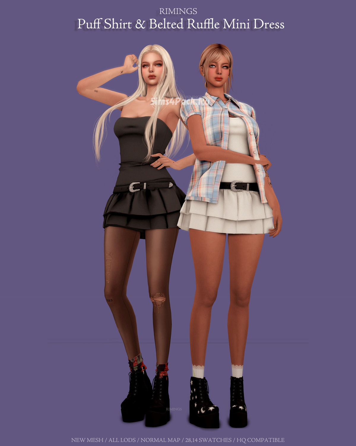 Комплект одежды для симочек "Puff Shirt & Belted Ruffle Mini Dress"