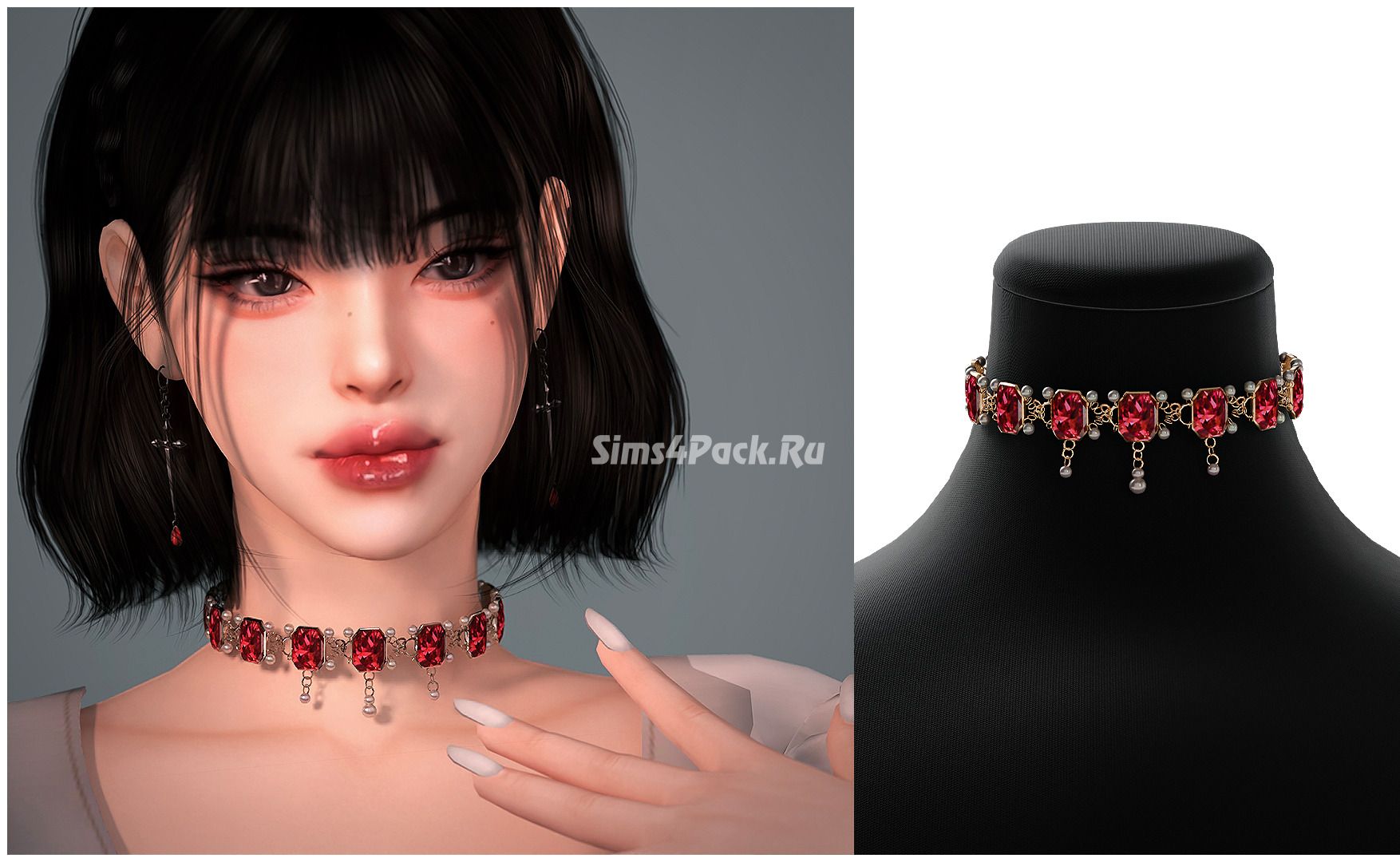 Чокер для симочек "Ruby Pearl Choker"