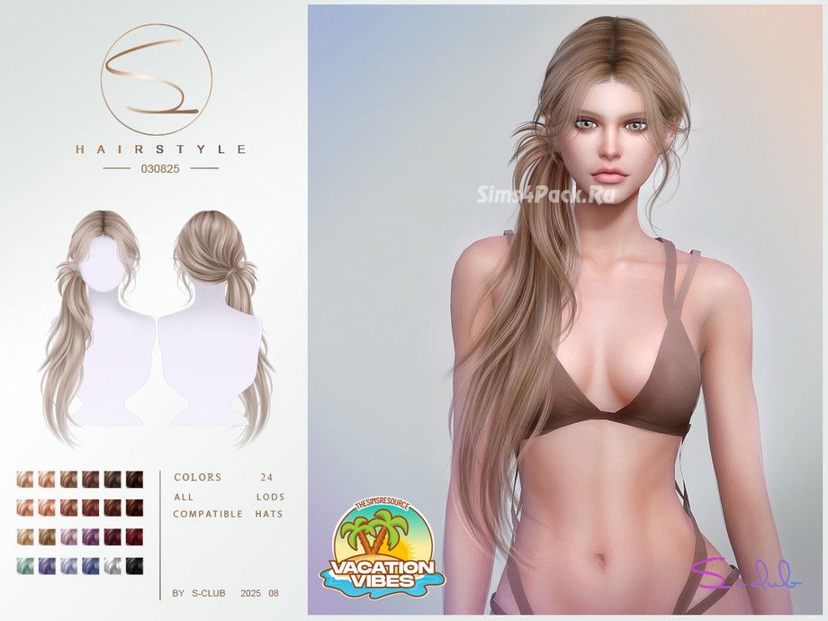 Женская прическа "(VACATION VIBES)S-Club_030825_Side-ponytail hairstyle"