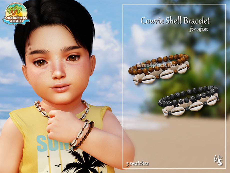 Браслет и ожерелье для младенцев "Vacation Vibes - Cowrie Shell Bracelet & Necklace"