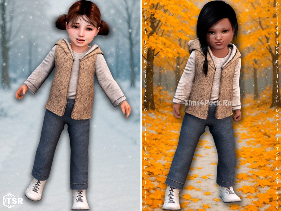 Осенний наряд для тоддлеров и младенцев "Cozy Autumn and Winter Fur Vest & Jeans"