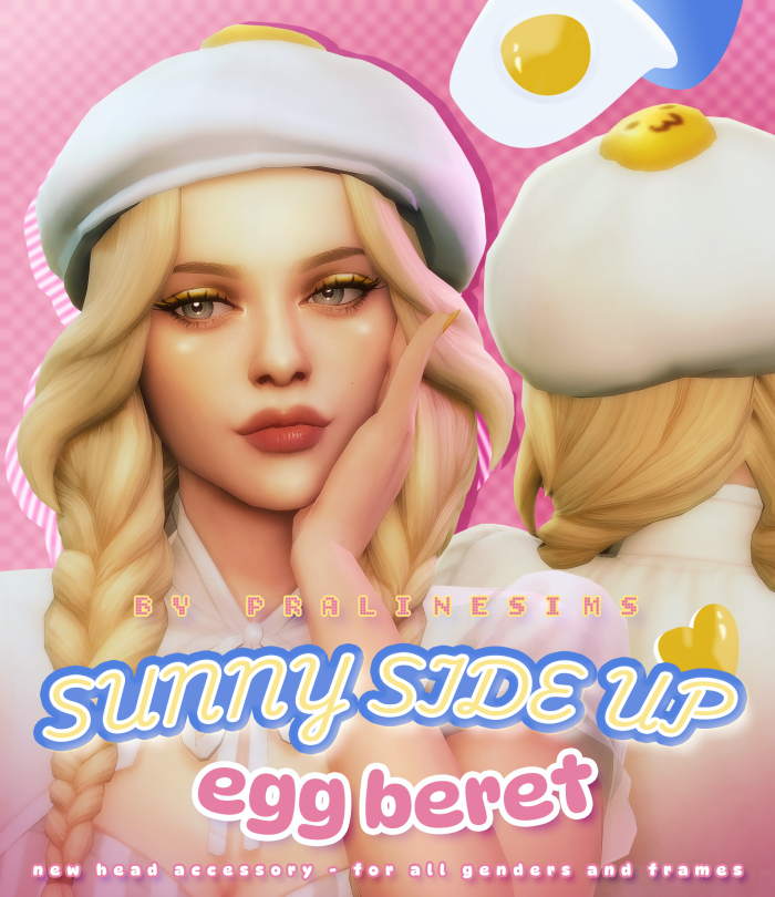 Берет для симочек и симов "SUNNY SIDE UP Egg Beret"