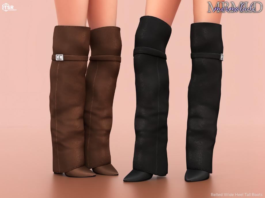 Ботфорты для симочек "Belted Wide Heel Tall Boots S687"