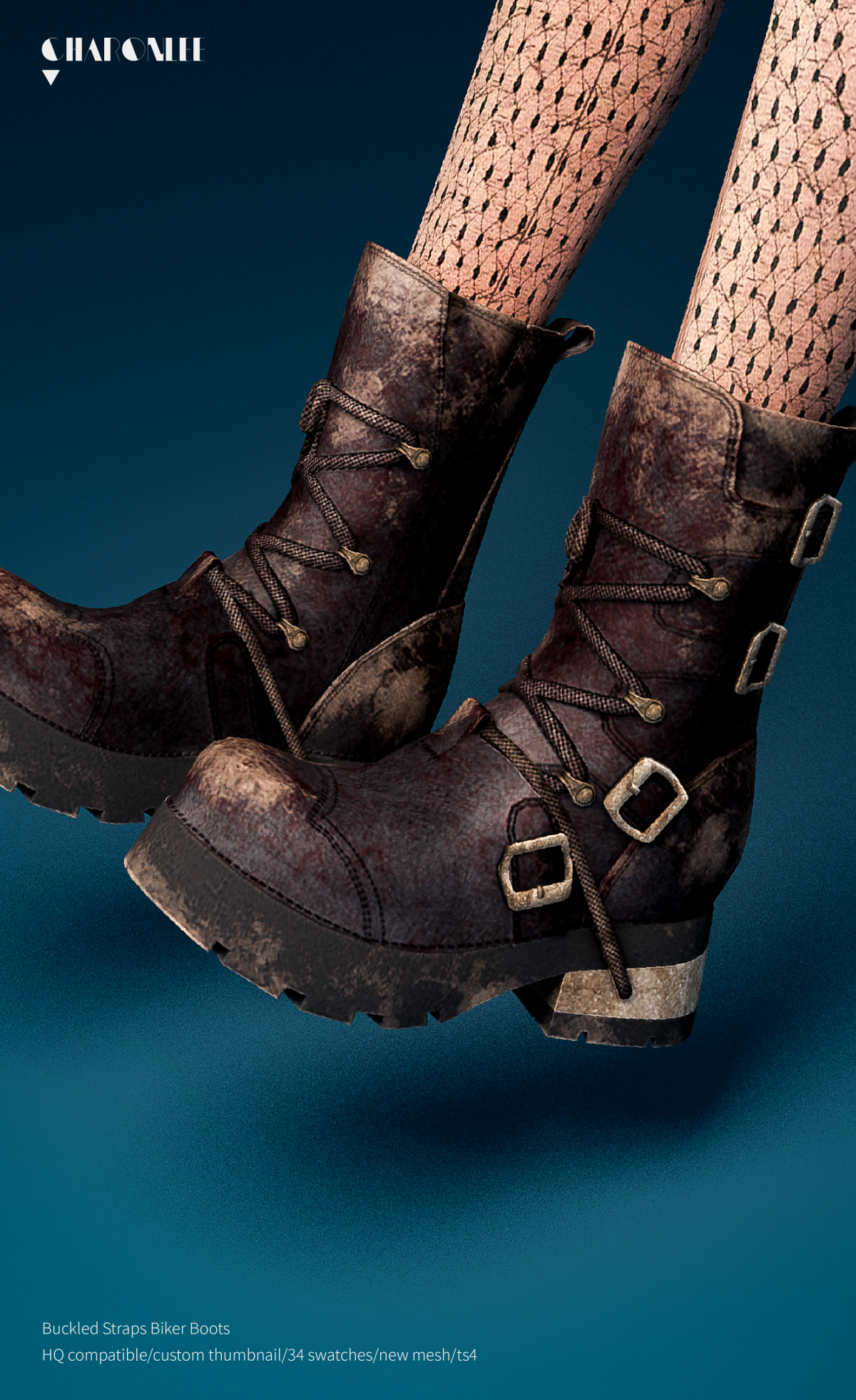 Ботинки для симочек "Buckled Straps Biker Boots"