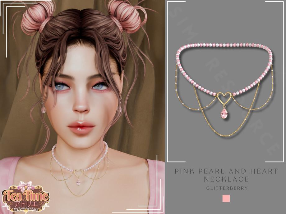 Чокер для симочек "Pink Pearl & Heart Necklace"