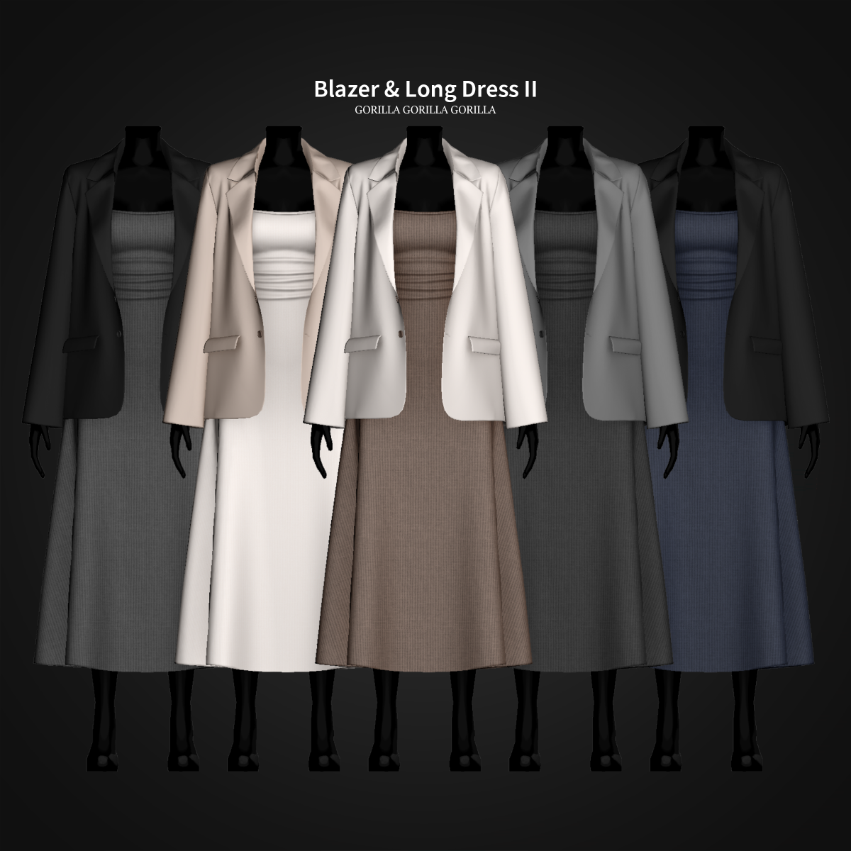 Деловой наряд для симочки "Blazer & Long Dress II"
