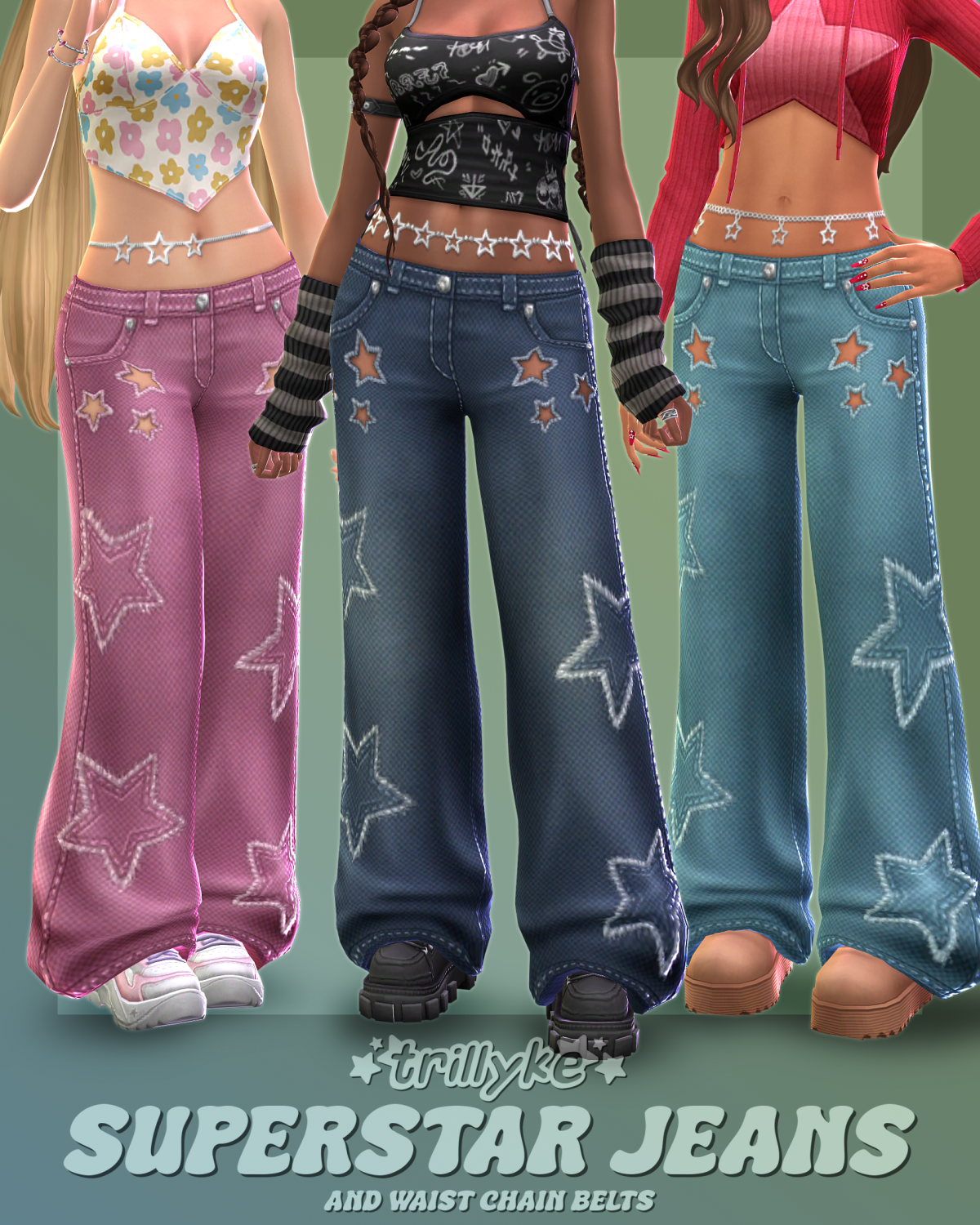Джинсы с цепочкой "Superstar Jeans & Waist Chain Belts"