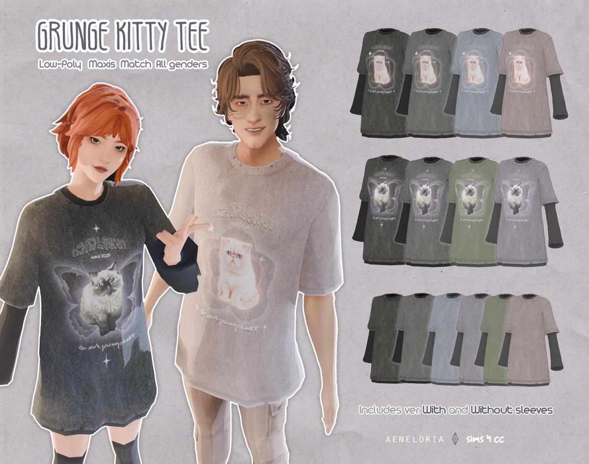 Футболка для симочек и симов "GRUNGE KITTY OVERSIZED TEE"