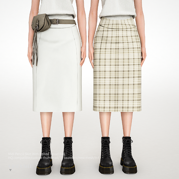 Юбка для симочек "Midi Pencil Skirt With Belted Tassel Bag"