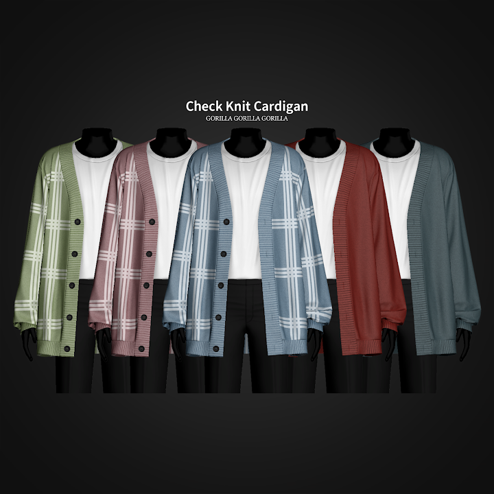 Кардиган для симов "Check Knit Cardigan"