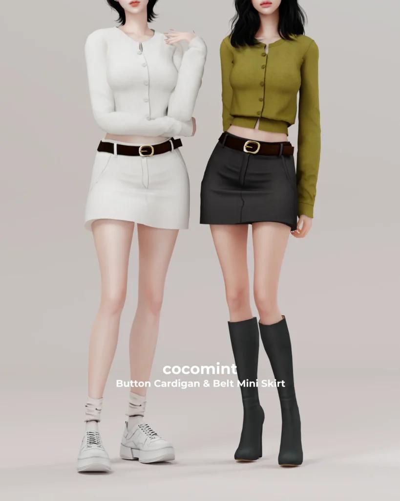 Кардиган и юбка для симочек "Button Cardigan&Belt Mini Skirt"