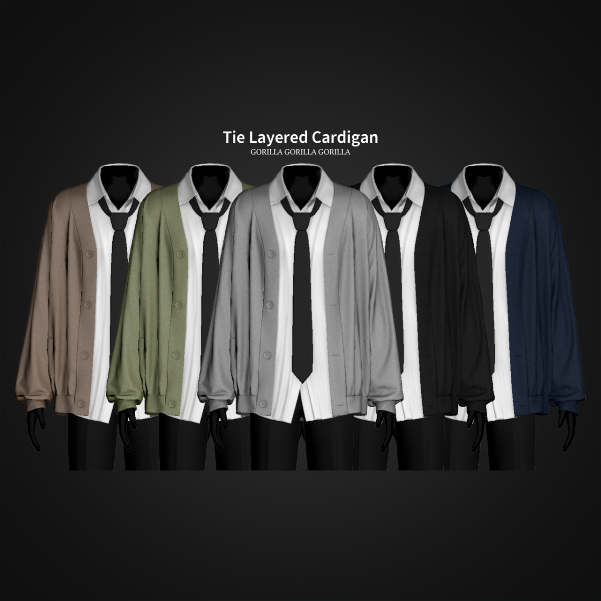 Кардиган с рубашкой и галстуком "Tie Layered Cardigan"