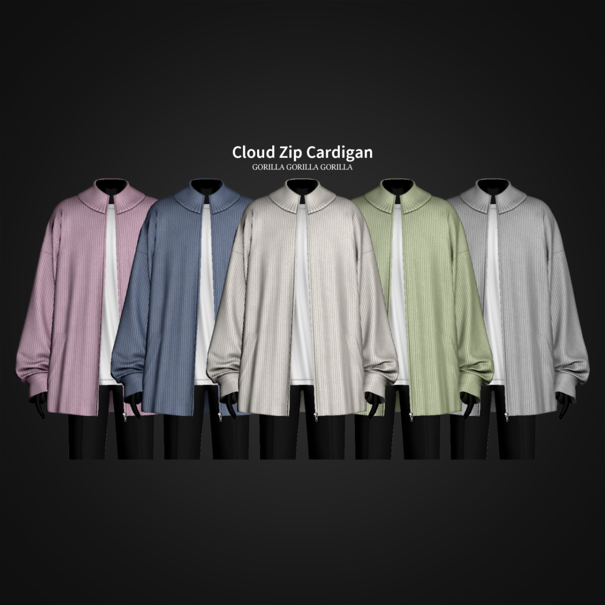 Кардиган с топом для симов "Cloud Zip Cardigan"